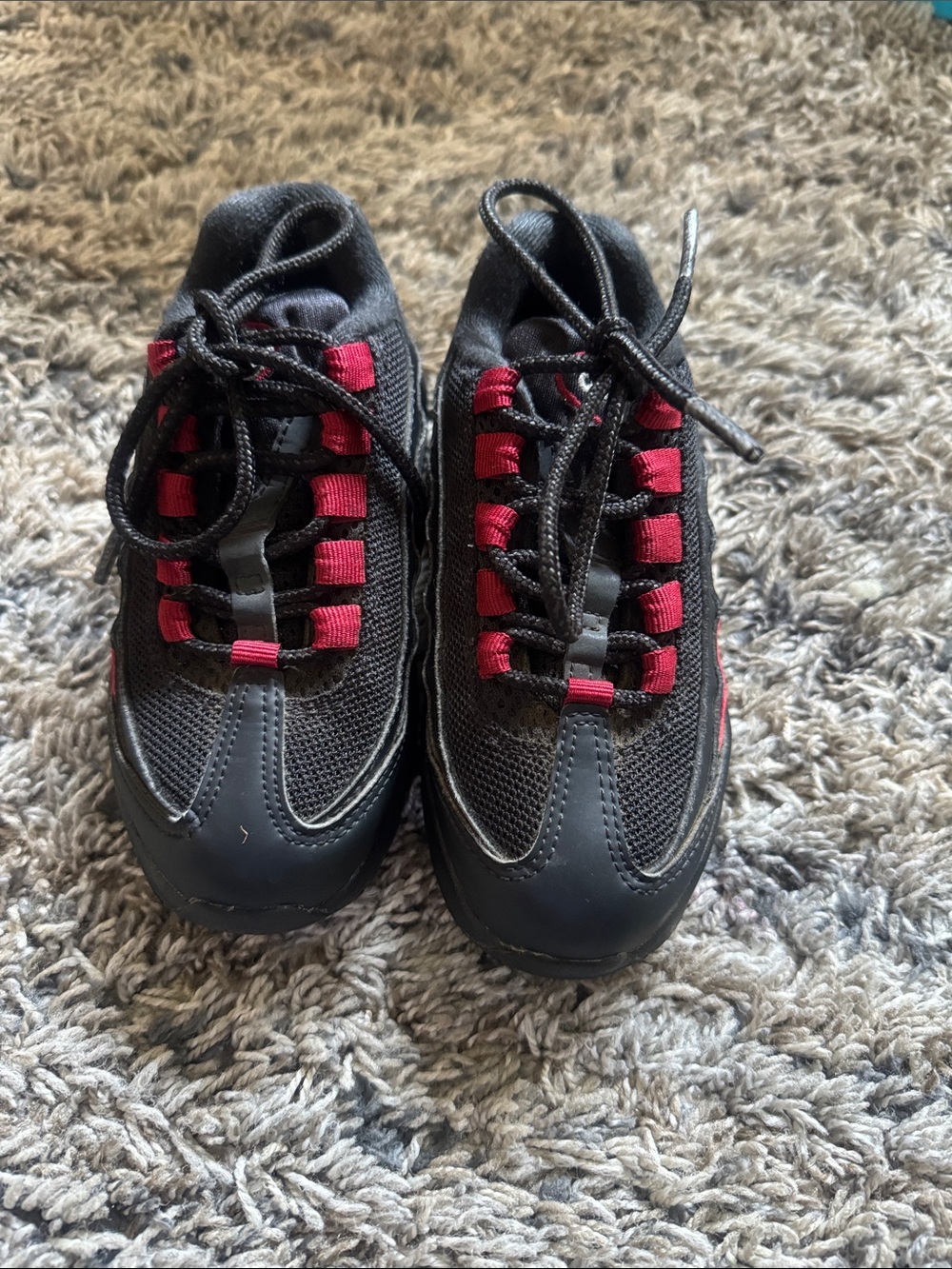 Nike Air Max Kids Black and Red Lace-Up Athletic Sneakers